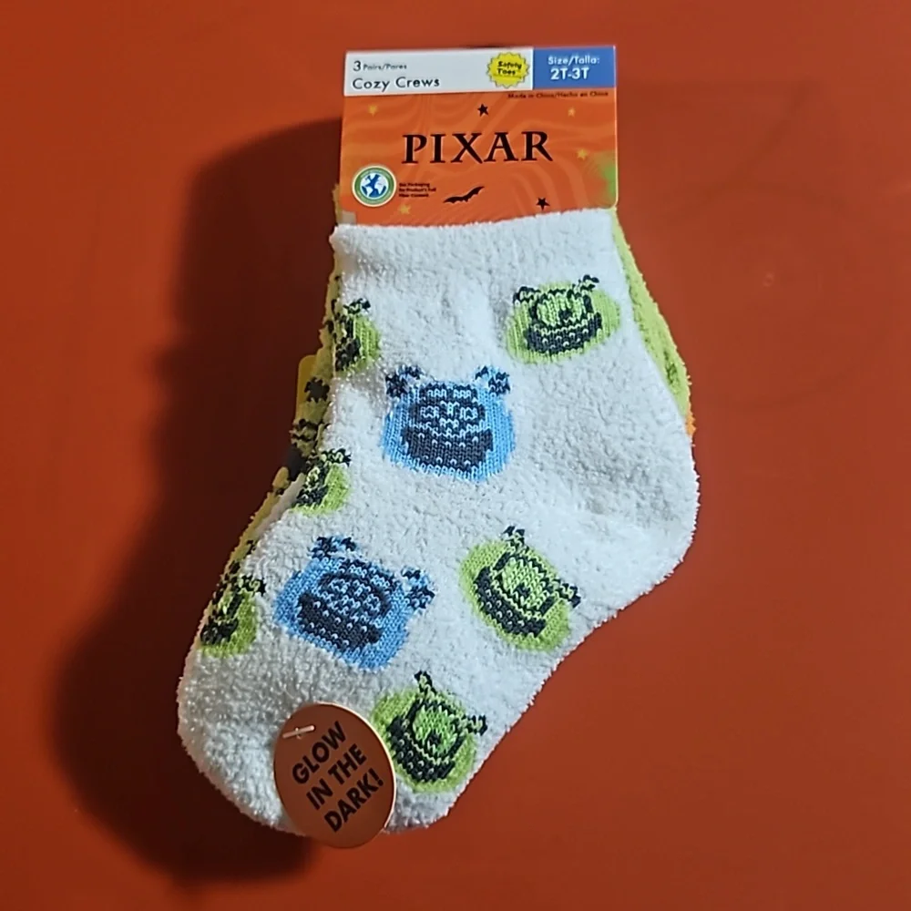 DISNEY PIXAR MONSTERS INC: 3 PK SOCKS: NEW WITH TAGS: SIZE 2T/3T
